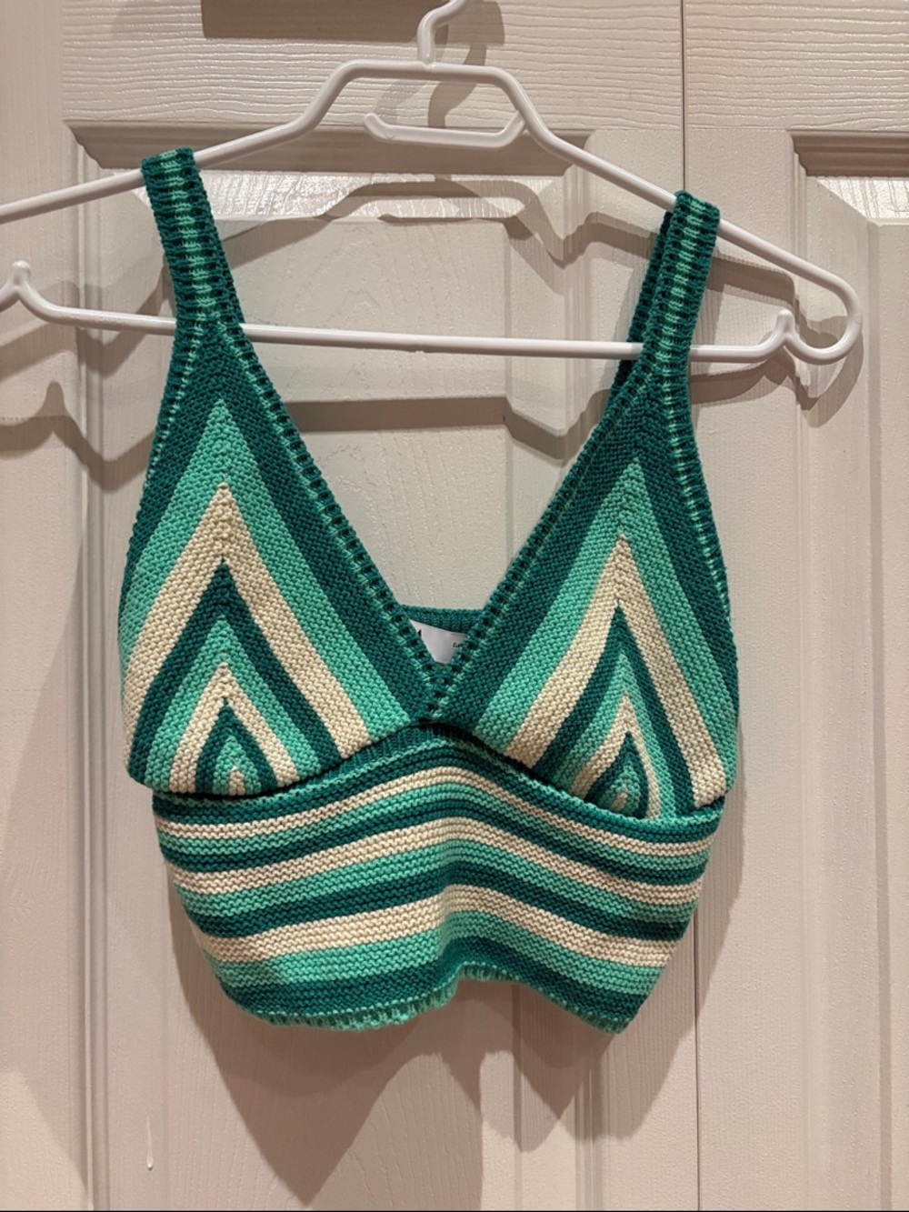 Zara Teal and Cream Striped Knit Tank